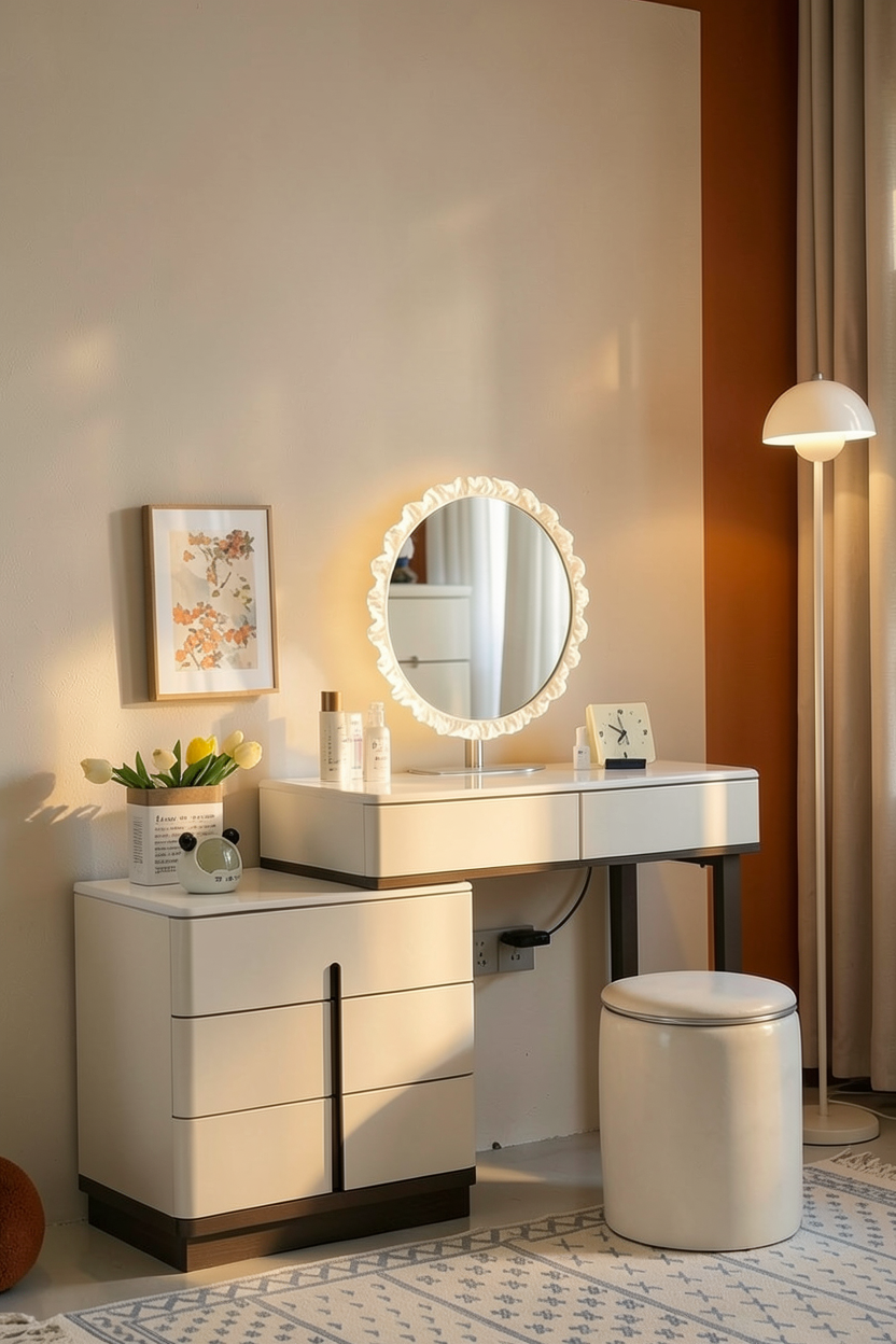 Set Masa machiaj Glam 140x40x135cm MDF+LED