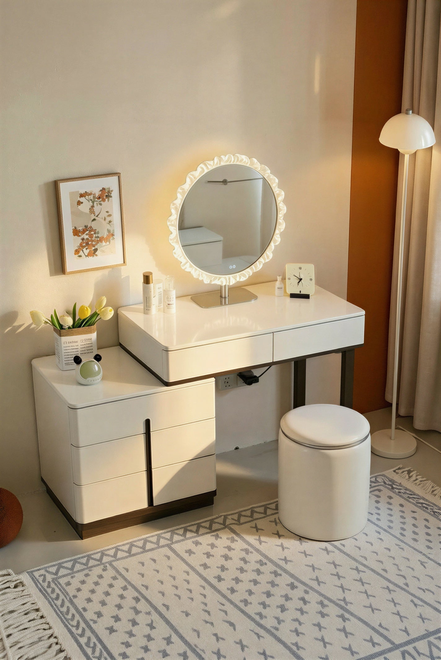Set Masa machiaj Glam 140x40x135cm MDF+LED