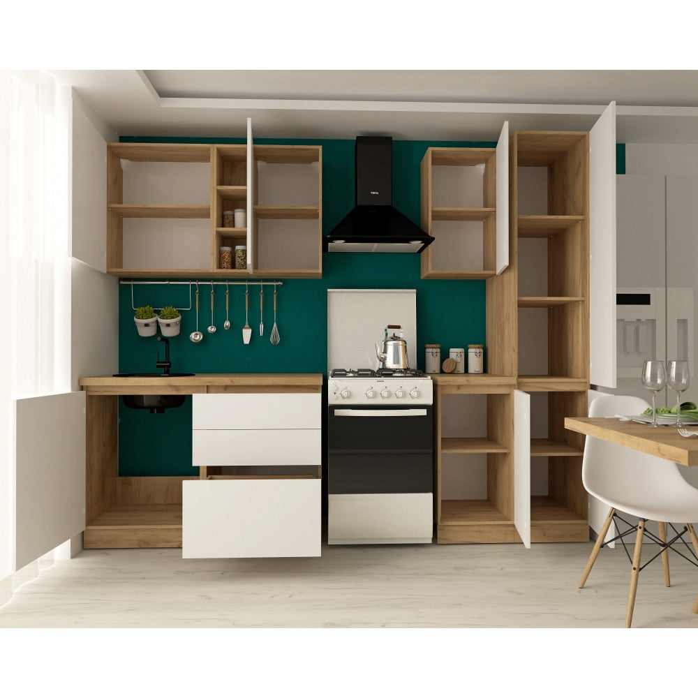 Bucatarie Chelsea stejar k003/alb 200x60x215 cm