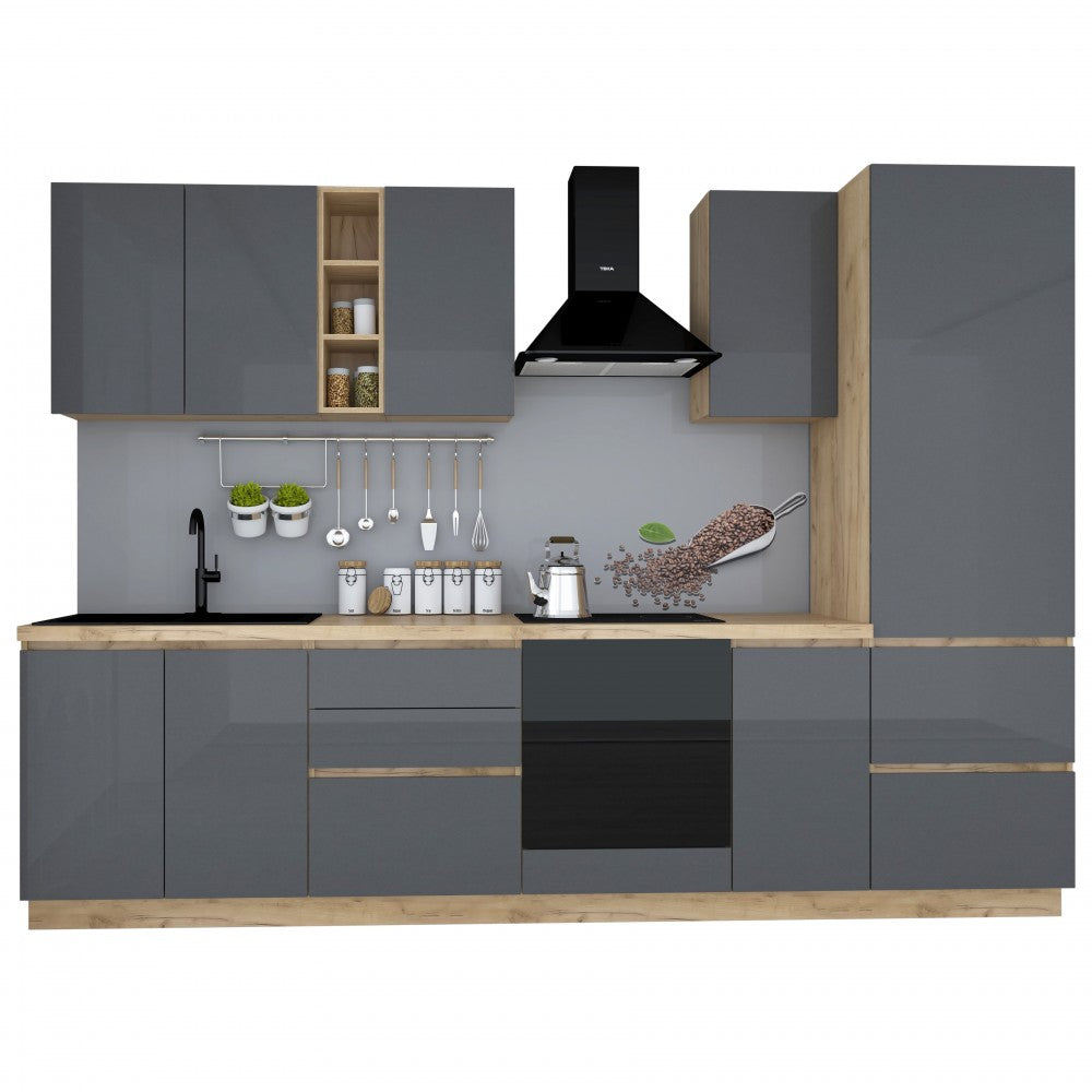 Bucatarie Chelsea Stejar k003 Antracit 300x60x215 cm