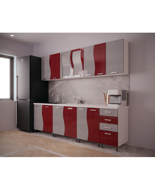 BUCATARIE CIP S MDF ROSU METALIZAT 2,6M