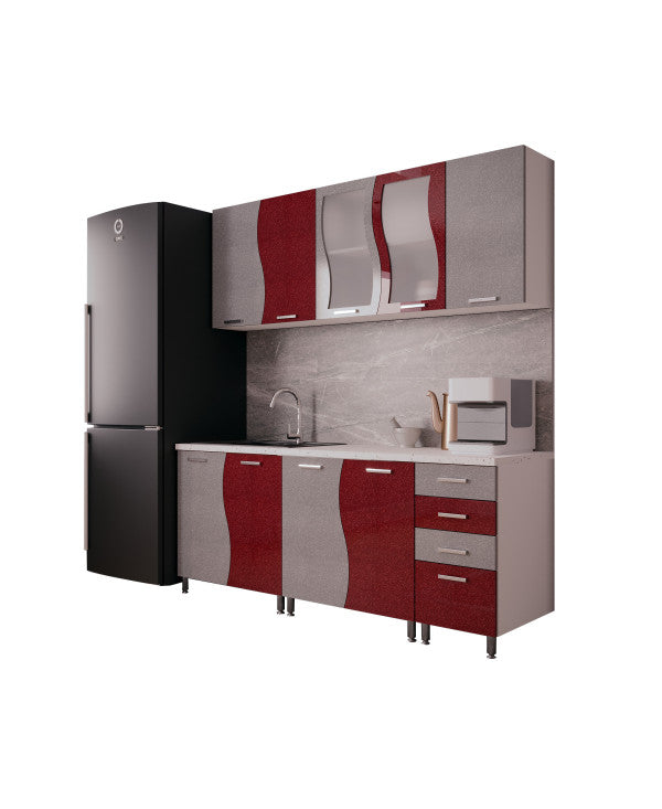 BUCATARIE CIP S MDF ROSU METALIZAT 2M