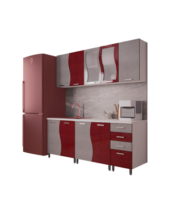 BUCATARIE CIP S MDF ROSU METALIZAT 2M