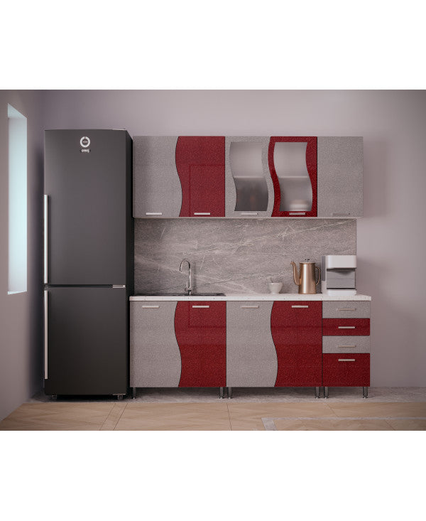 BUCATARIE CIP S MDF ROSU METALIZAT 2M