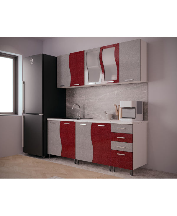 BUCATARIE CIP S MDF ROSU METALIZAT 2M