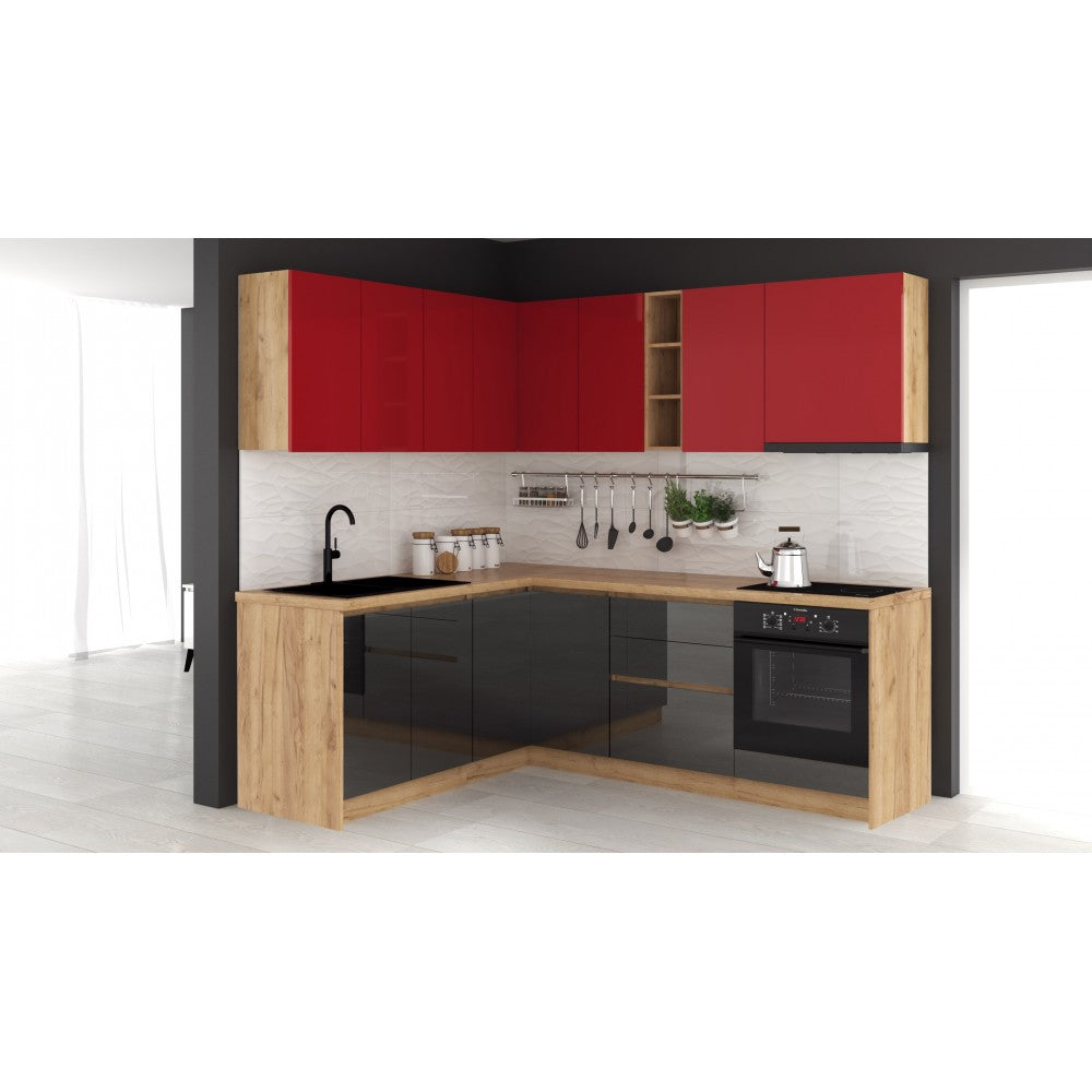 Bucatarie colt Chelsea V1 Rosu Antracit