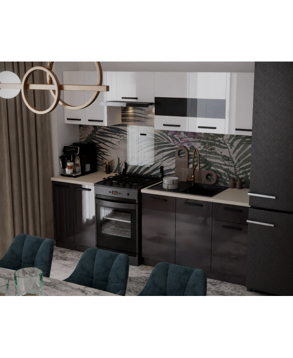 Bucatarie Daria, 240x60x200cm, Alb+Antracit