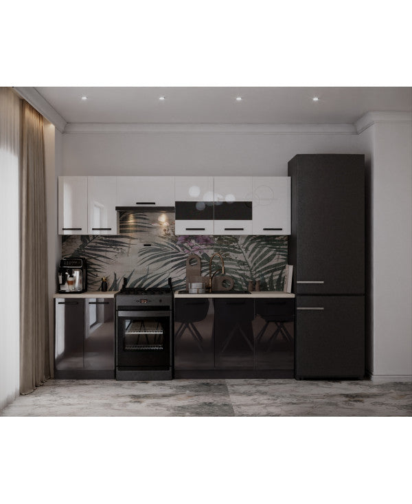 Bucatarie Daria, 240x60x200cm, Alb+Antracit