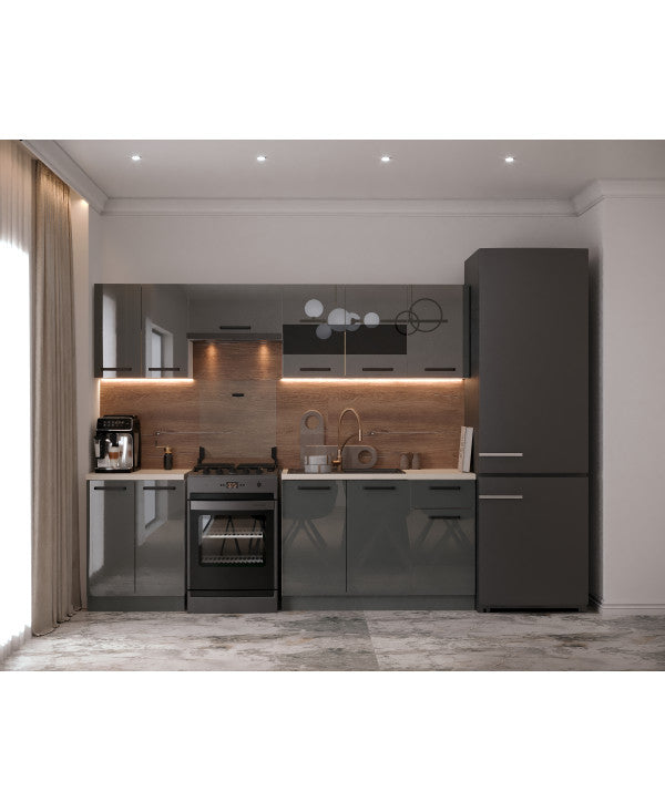 Bucatarie Daria, 240x60x200cm, Antracit