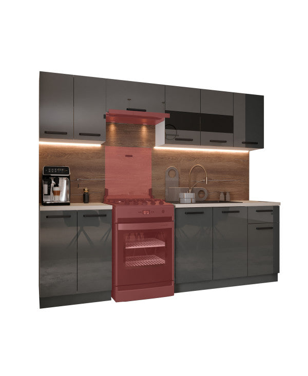 Bucatarie Daria, 240x60x200cm, Antracit