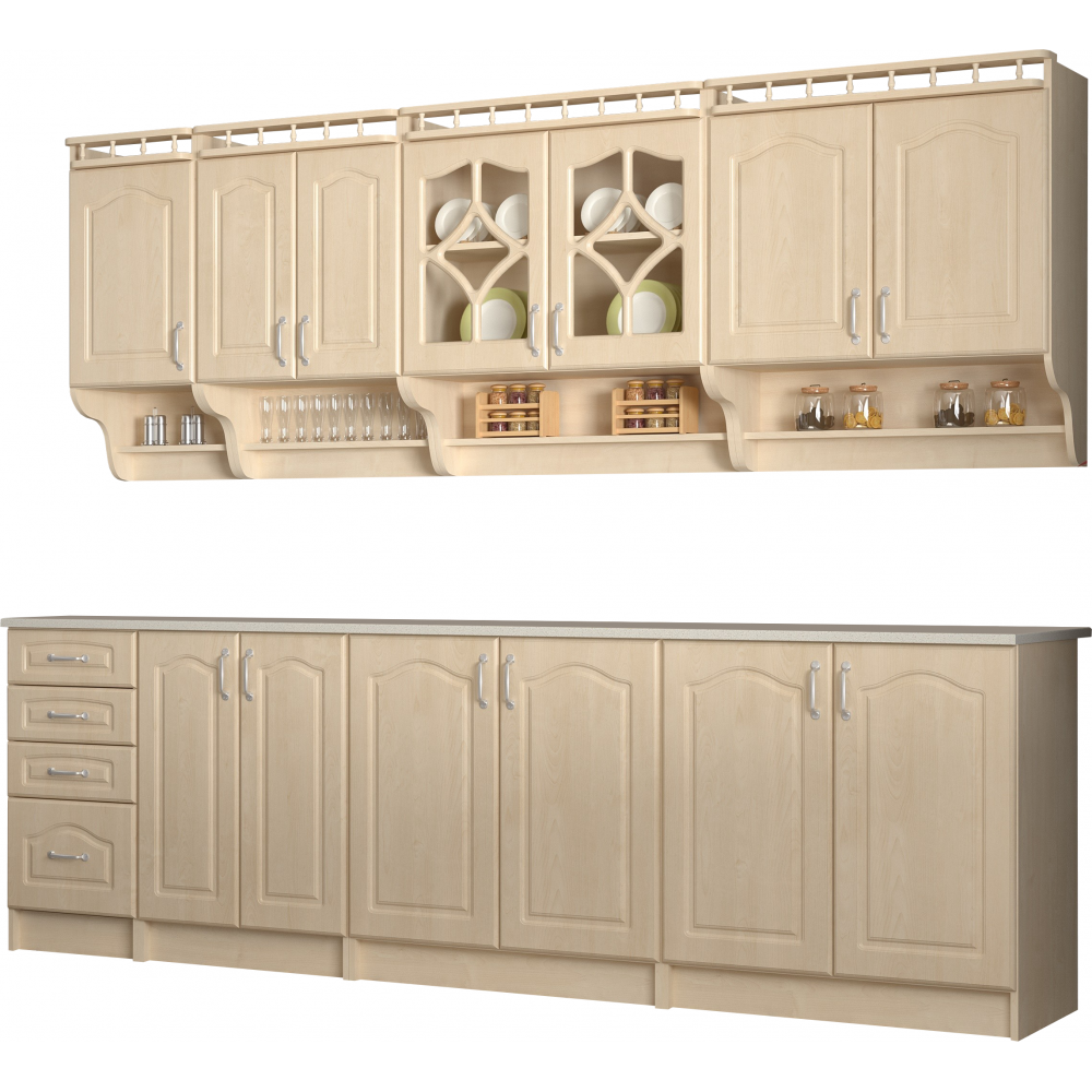 Bucatarie Korona Mebel Mesteacan cu blat intreg MDF 2.6 m