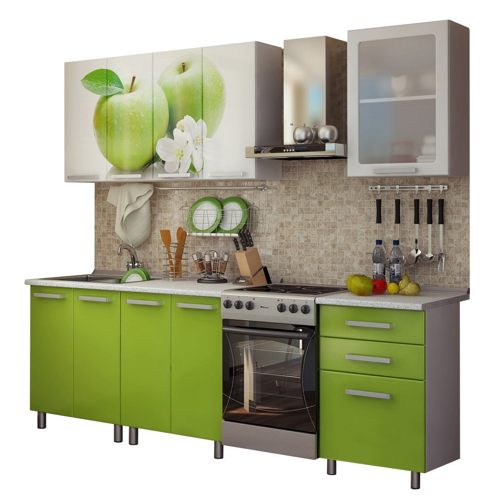 Bucatarie FAMP MAR Alb Verde 180x60x200 cm