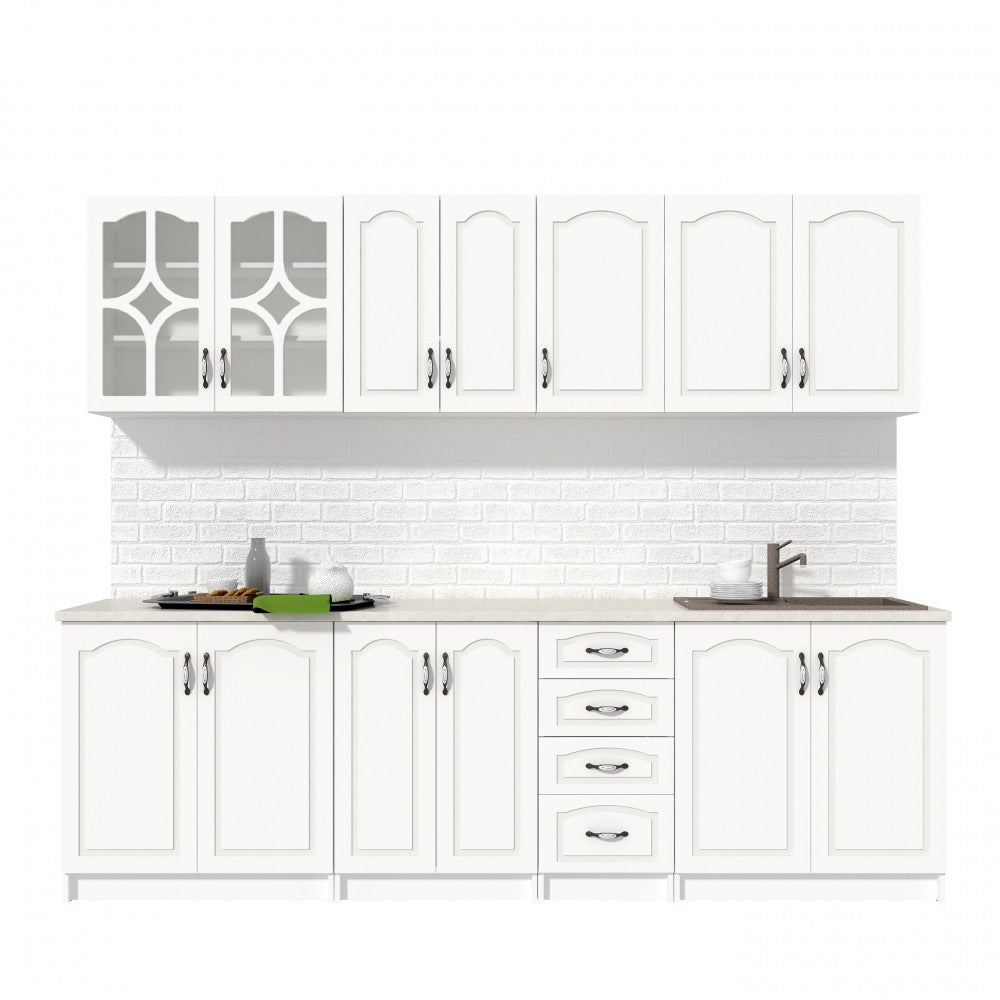 Bucatarie Olea 2.6m MDF Ro, ALB