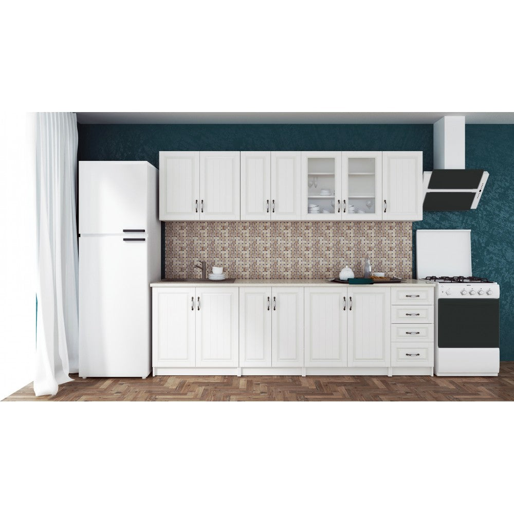 Bucatarie Provence RO 2.6m MDF, Alb