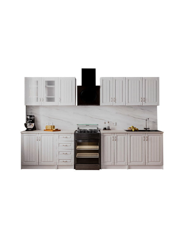 Bucatarie Provence RO 2.6m MDF, Alb