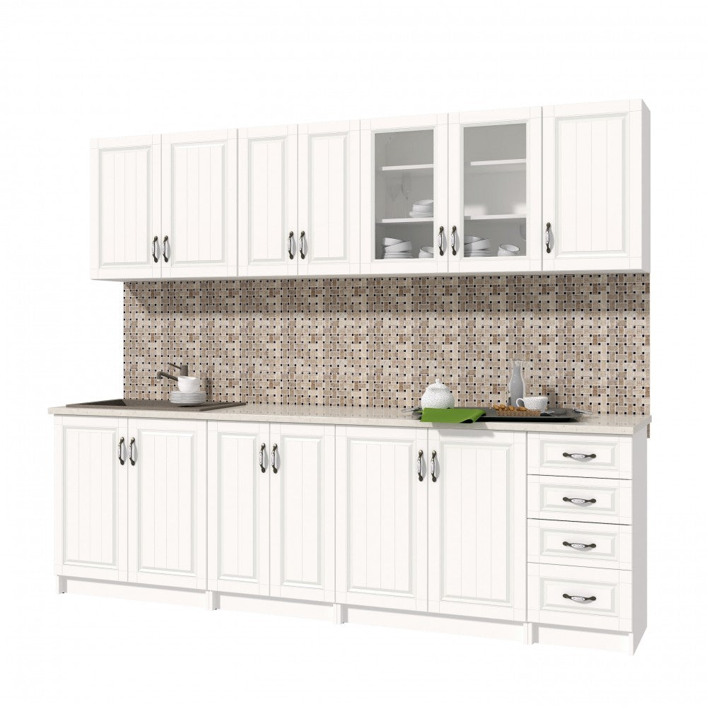 Bucatarie Provence RO 2.6m MDF, Alb