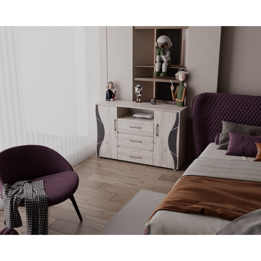 Comoda Laguna RO, 135x40x84 cm, Stejar K001