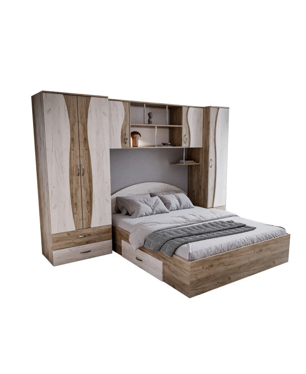 Dormitor Tineret cu D2, 262x51x200cm, K002/K001