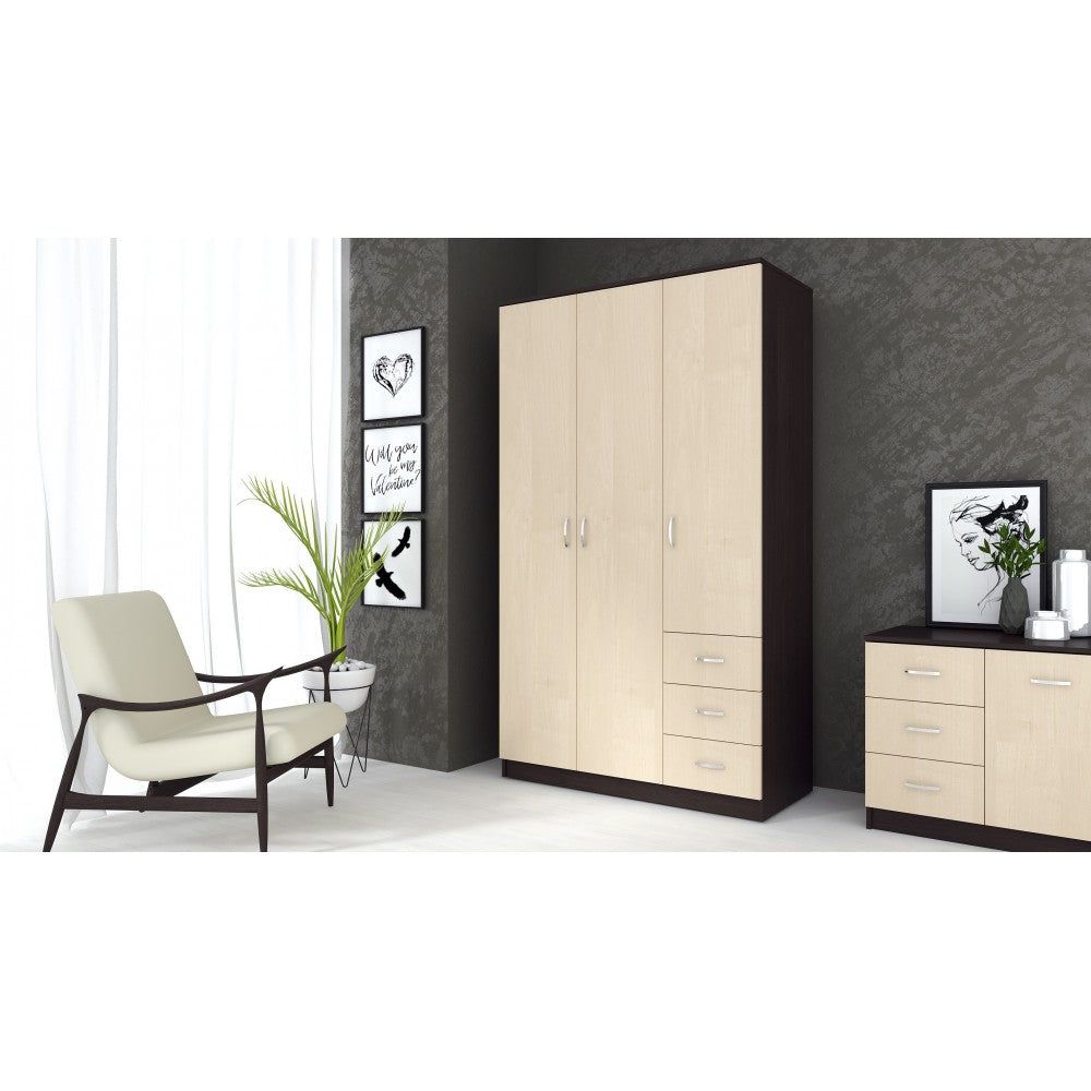 Dulap Ionut,120x50x200 cm, wenge/mesteacan