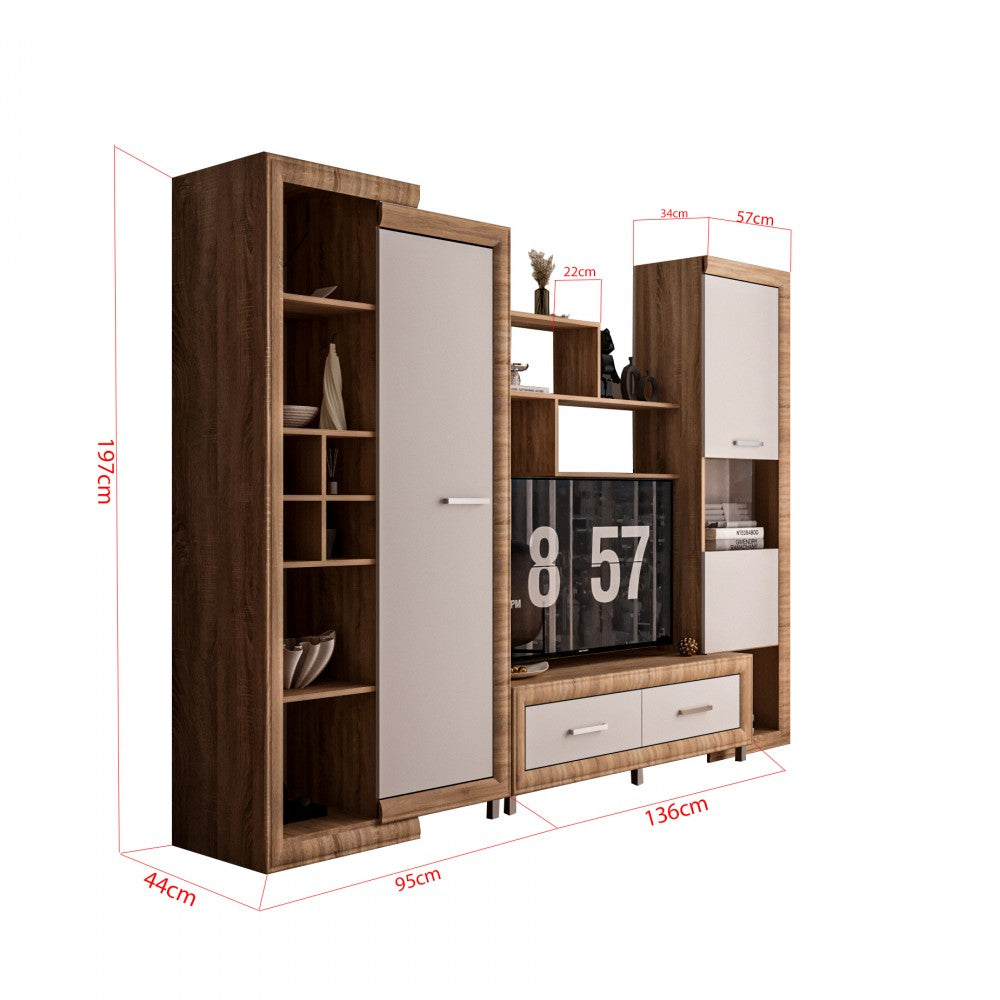 Living Sicilia Sonoma Alb Lucios 267X43X197 cm