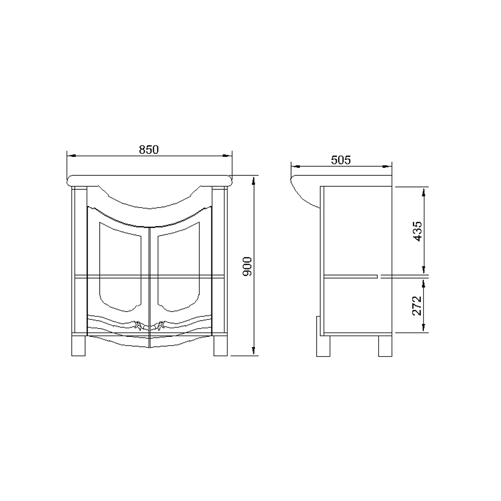 Masca baie + Lavoar Venice, 85x90x51cm, Stejar