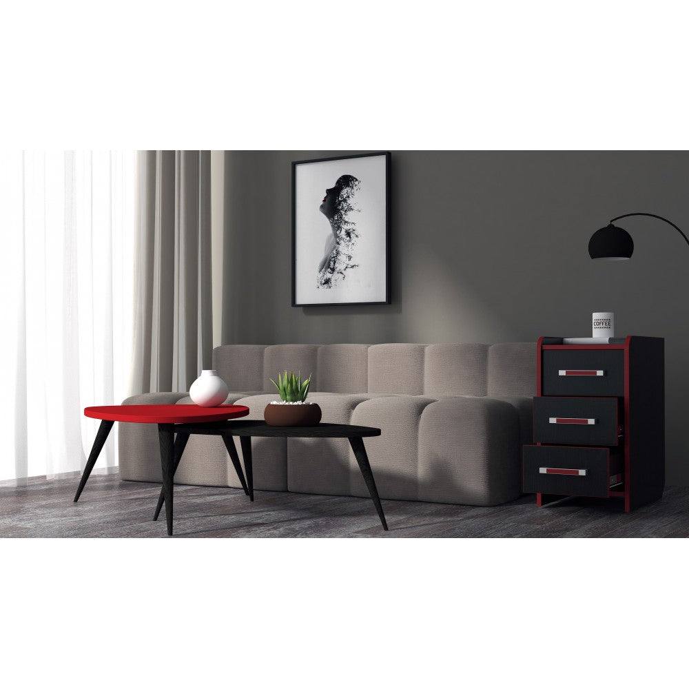 Noptiera birou PC KL 9.3 wenge+rosu