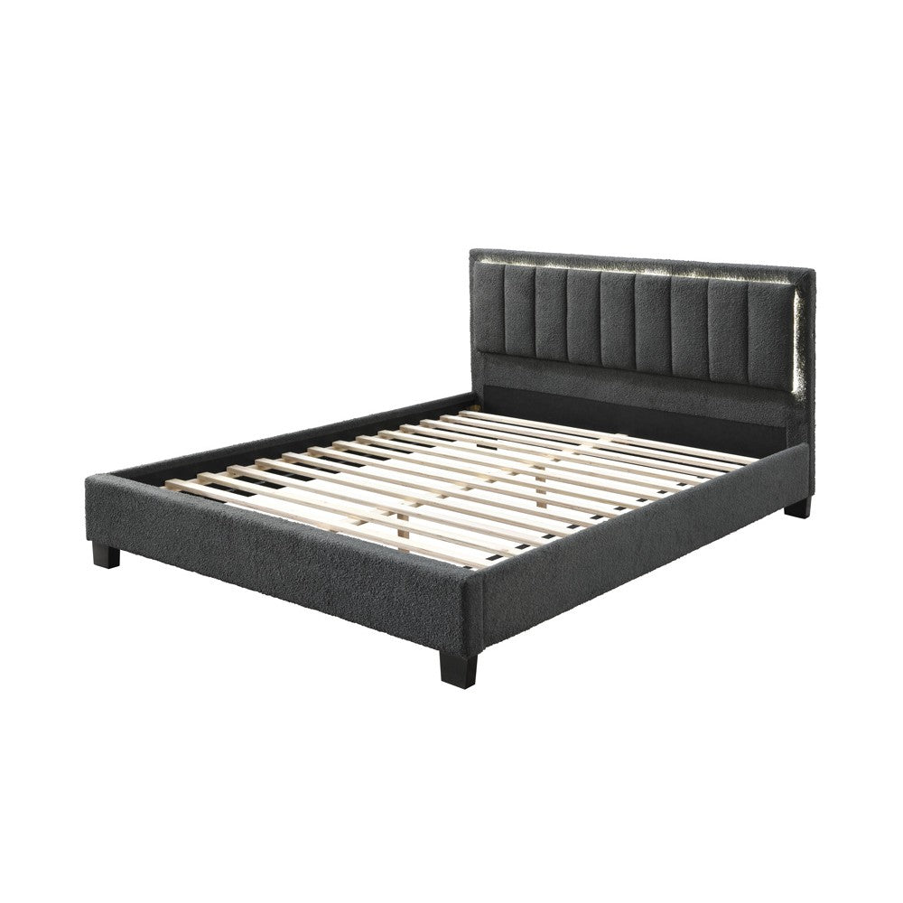 Pat tapitat Comfort 1 cu LED Gri 140x200