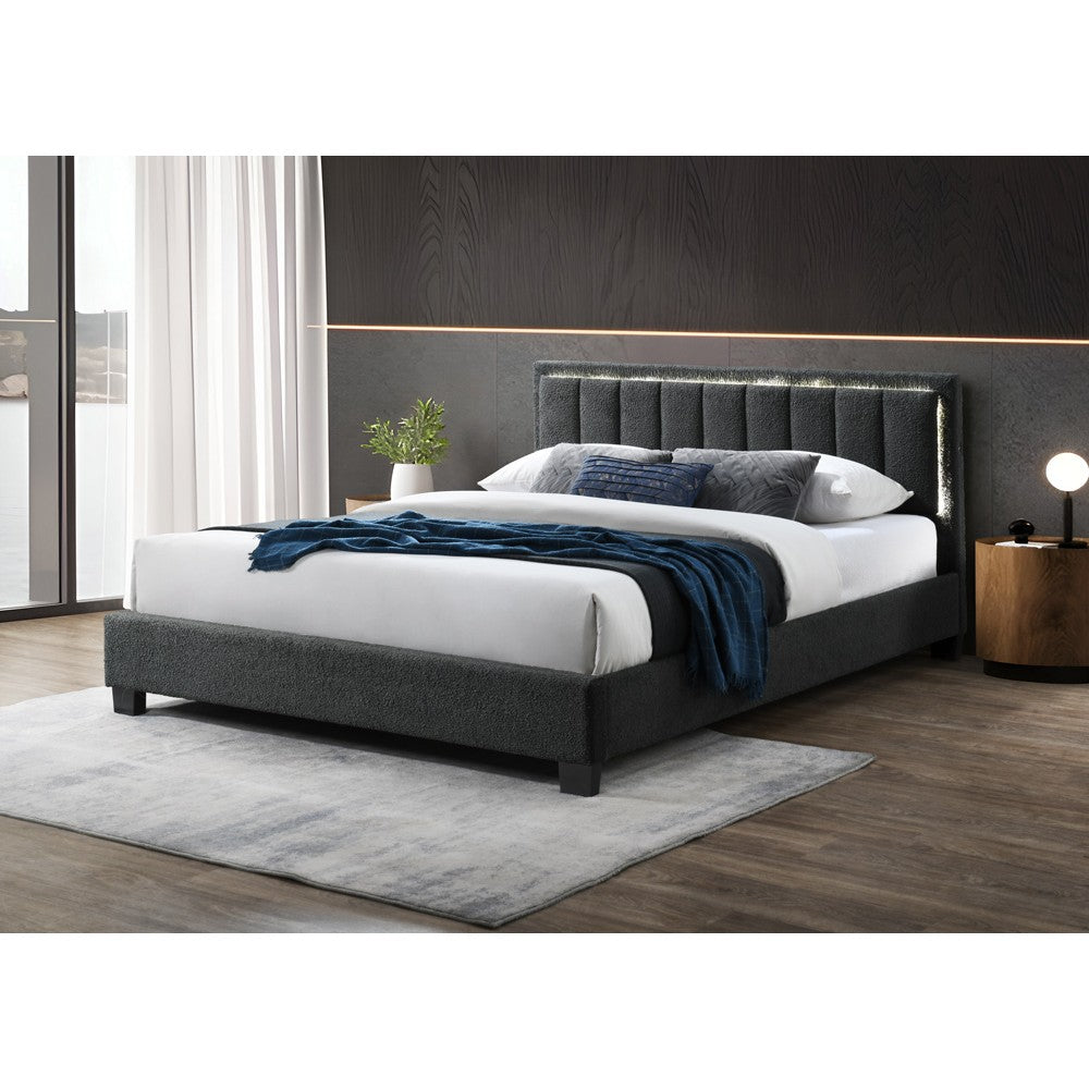 Pat tapitat Comfort 1 cu LED Gri 140x200