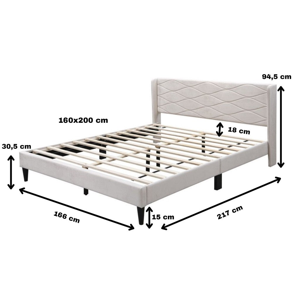 Pat tapitat Maya, 160x200cm, Bej