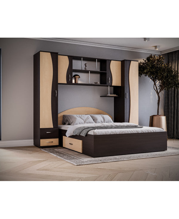 Dormitor Tineret, wenge+mesteacan 227x51/205x200cm