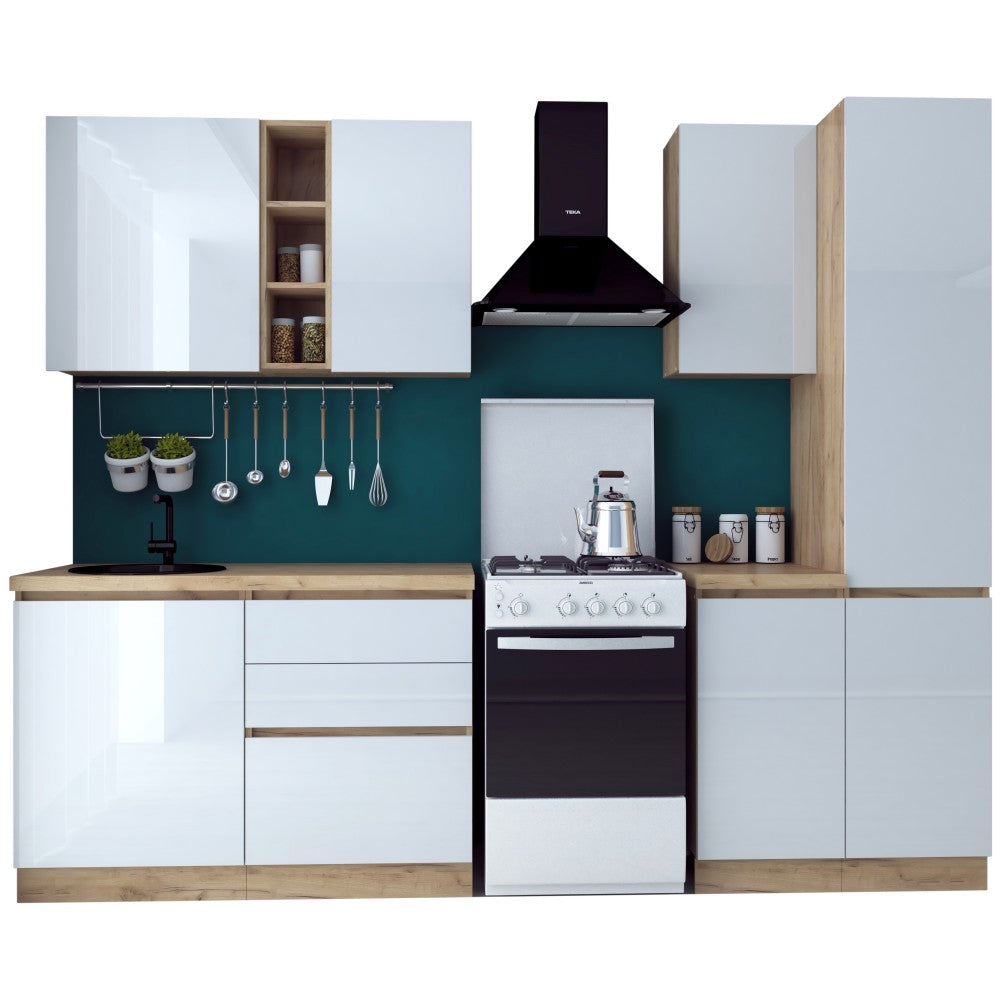 Bucatarie Chelsea stejar k003/alb 200x60x215 cm