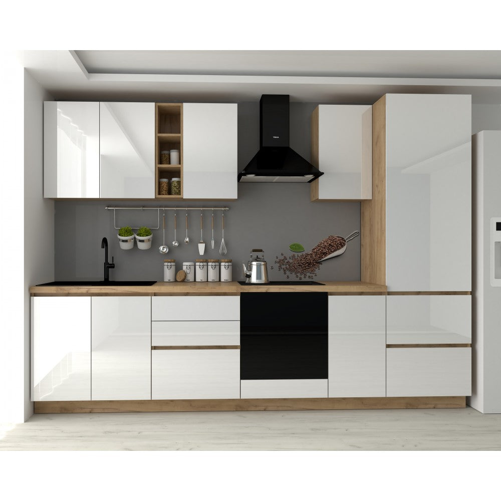 Bucatarie Chelsea stejar k003/ Alb 300x60x215 cm