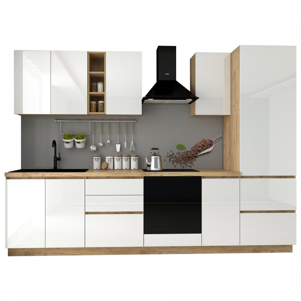 Bucatarie Chelsea stejar k003/ Alb 300x60x215 cm