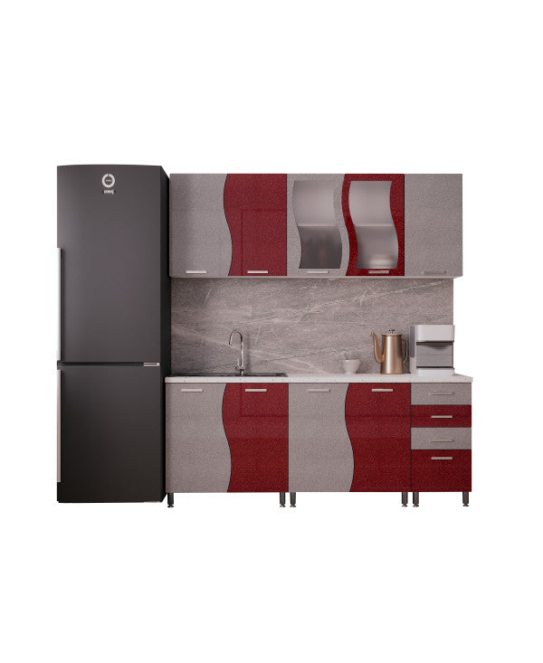 BUCATARIE CIP S MDF ROSU METALIZAT 2M