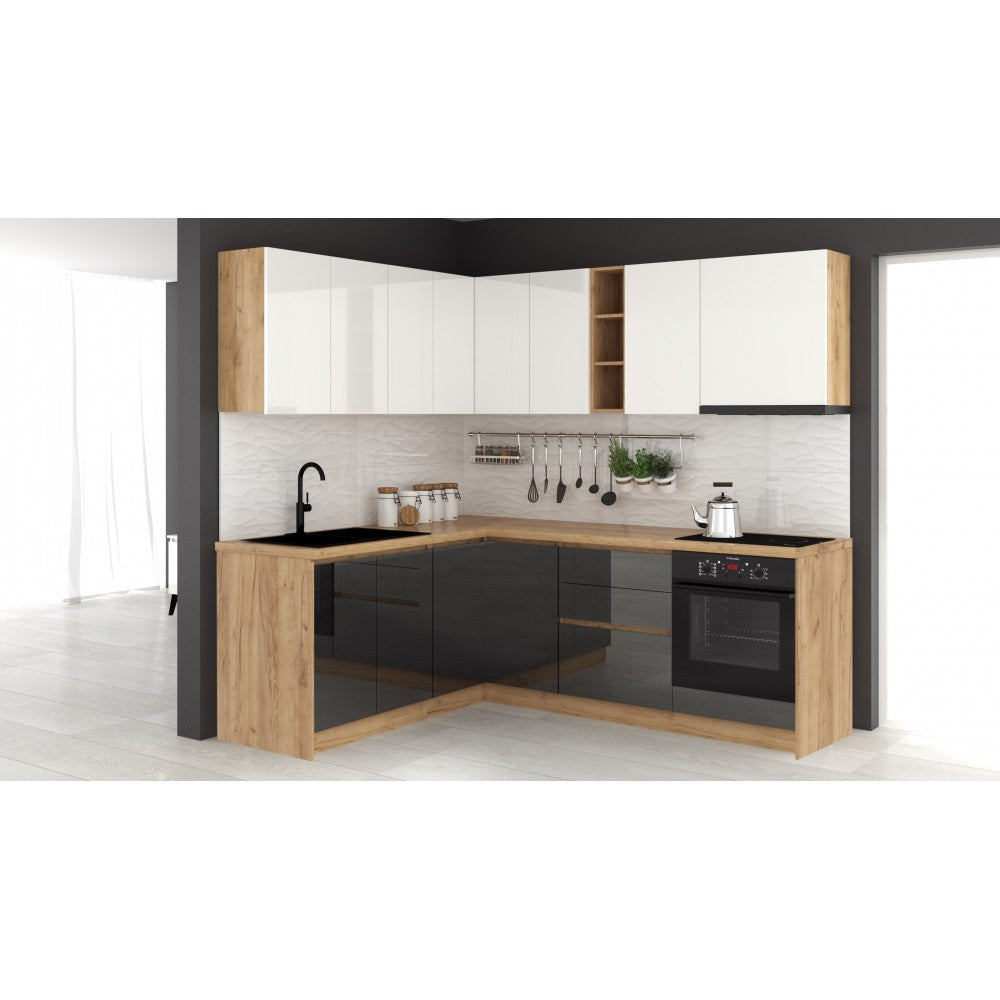 Bucatarie colt Chelsea V1 Alb Gri Antracit