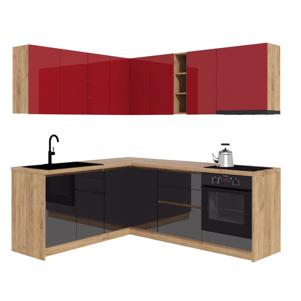 Bucatarie colt Chelsea V1 Rosu Antracit