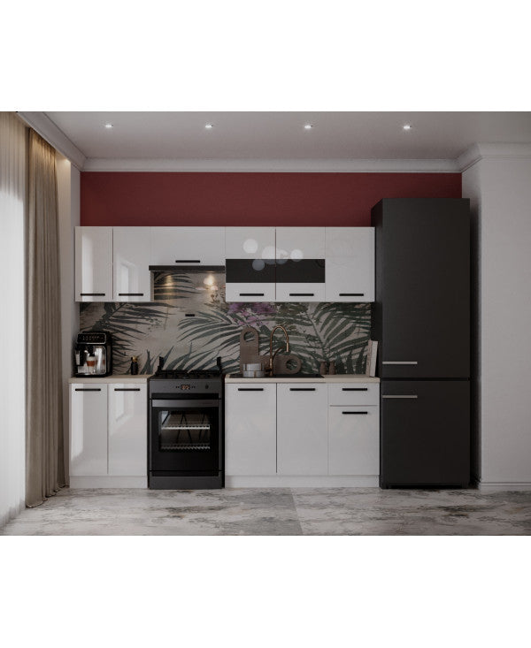 Bucatarie Daria, 240x60x200cm, Alb