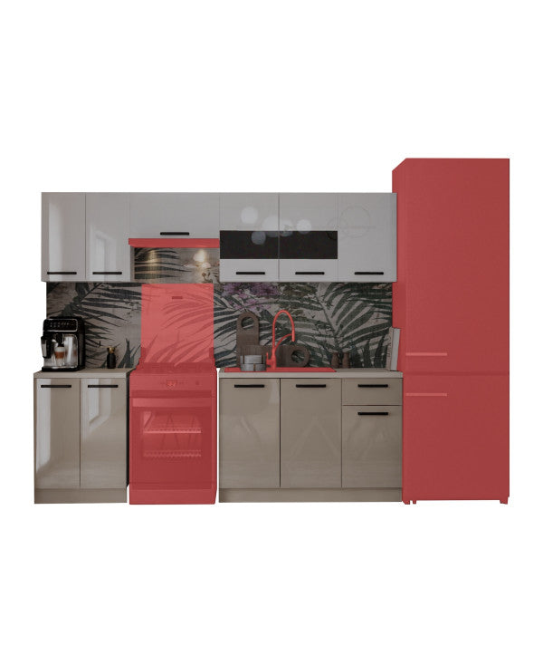 Bucatarie Daria, 240x60x200cm, Alb+Cappuccino