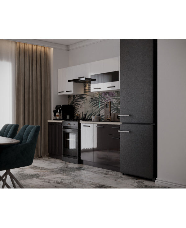 Bucatarie Daria, 240x60x200cm, Alb+Antracit