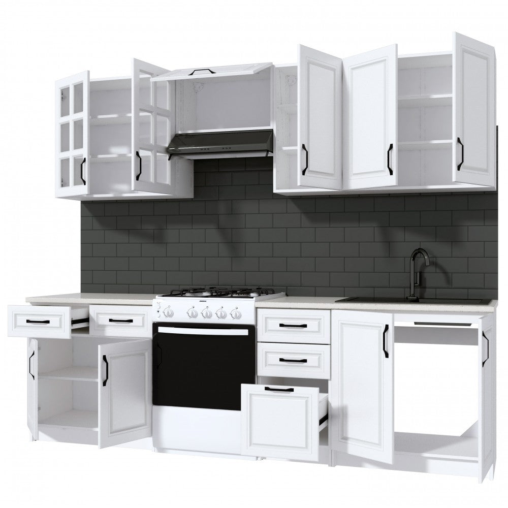 Bucatarie Michelle 2.6m MDF Ro, ALB