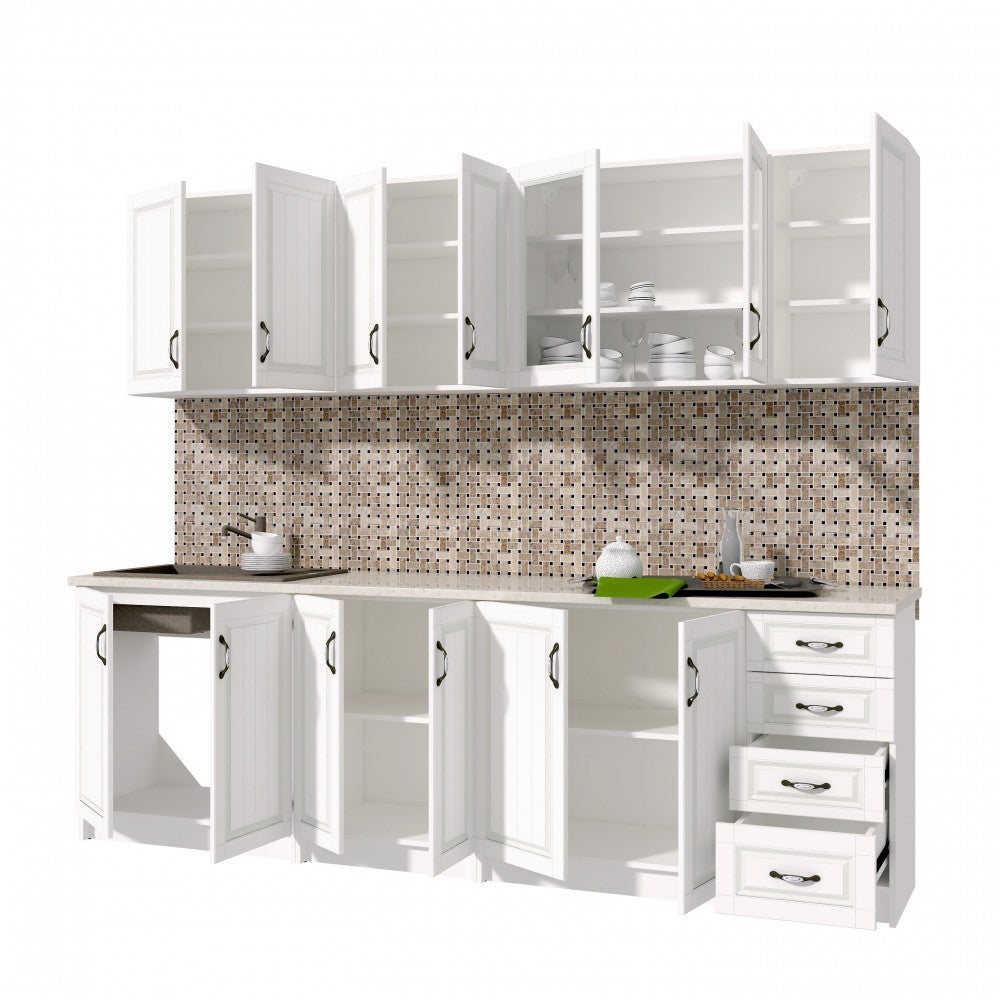 Bucatarie Provence RO 2.6m MDF, Alb