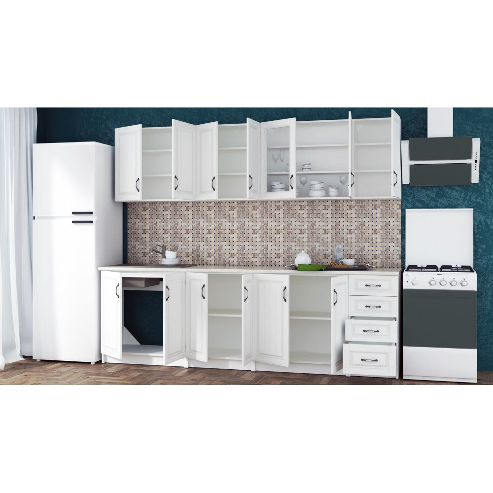 Bucatarie Provence RO 2.6m MDF, Alb