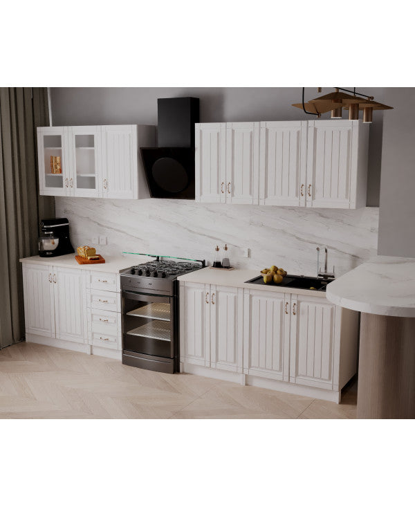 Bucatarie Provence RO 2.6m MDF, Alb