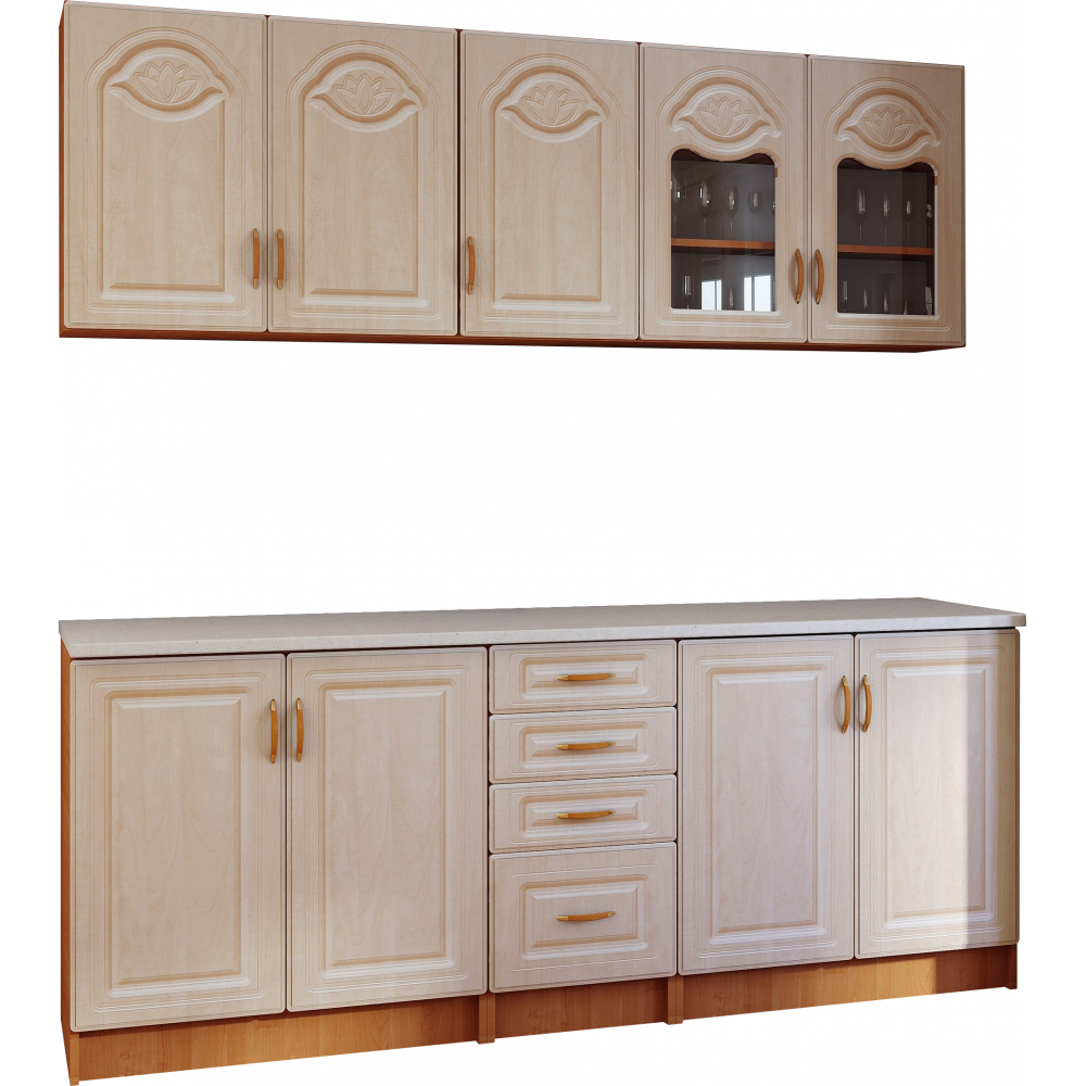 Bucatarie TIULPAN MDF 2.0M MESTEACAN CU BLAT INTREG