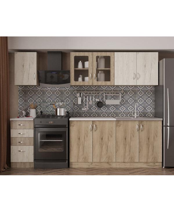 Bucatarie Venus ro, 200x60x200 cm, k001+k002