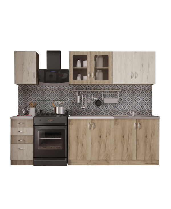 Bucatarie Venus ro, 200x60x200 cm, k001+k002