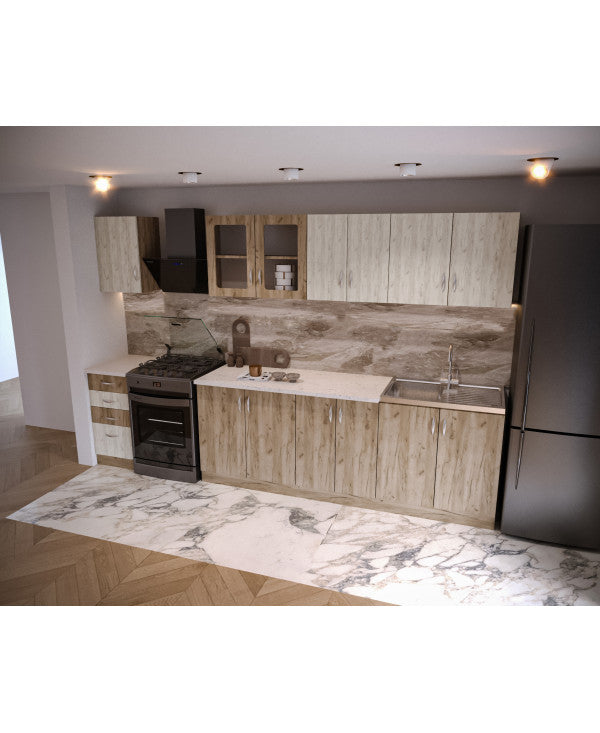 Bucatarie Venus ro, 260x60x200 cm, k001+k002