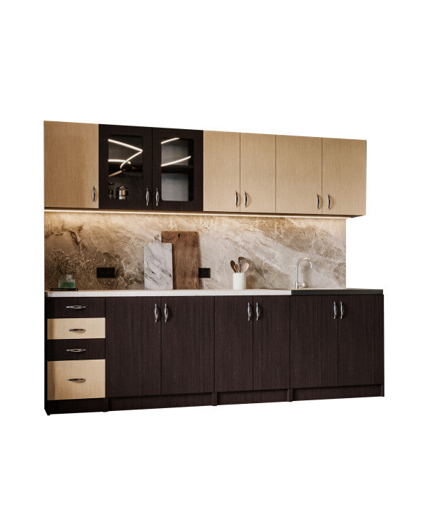 Bucatarie Venus ro 2.6m wenge+mesteacan