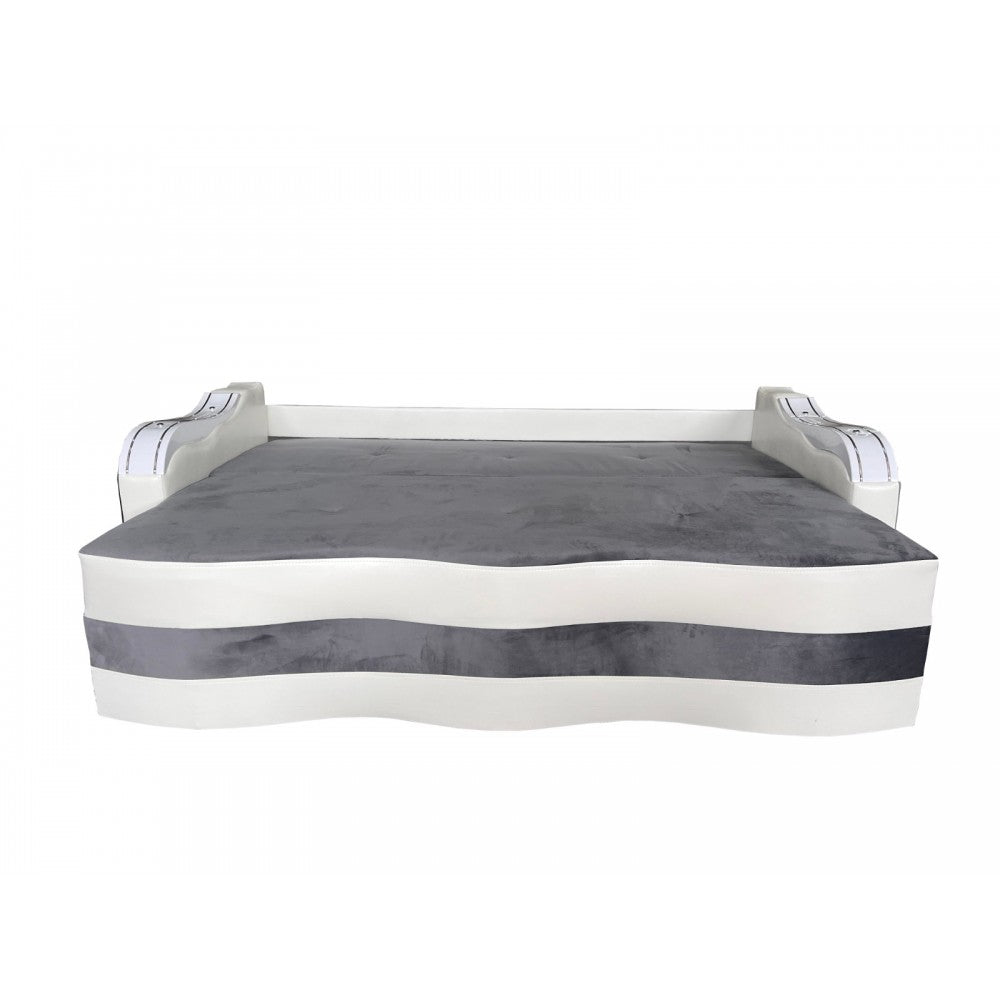 CANAPEA EXTENSIBILA SIMONA 225x74x100 CM, GRI, ALB