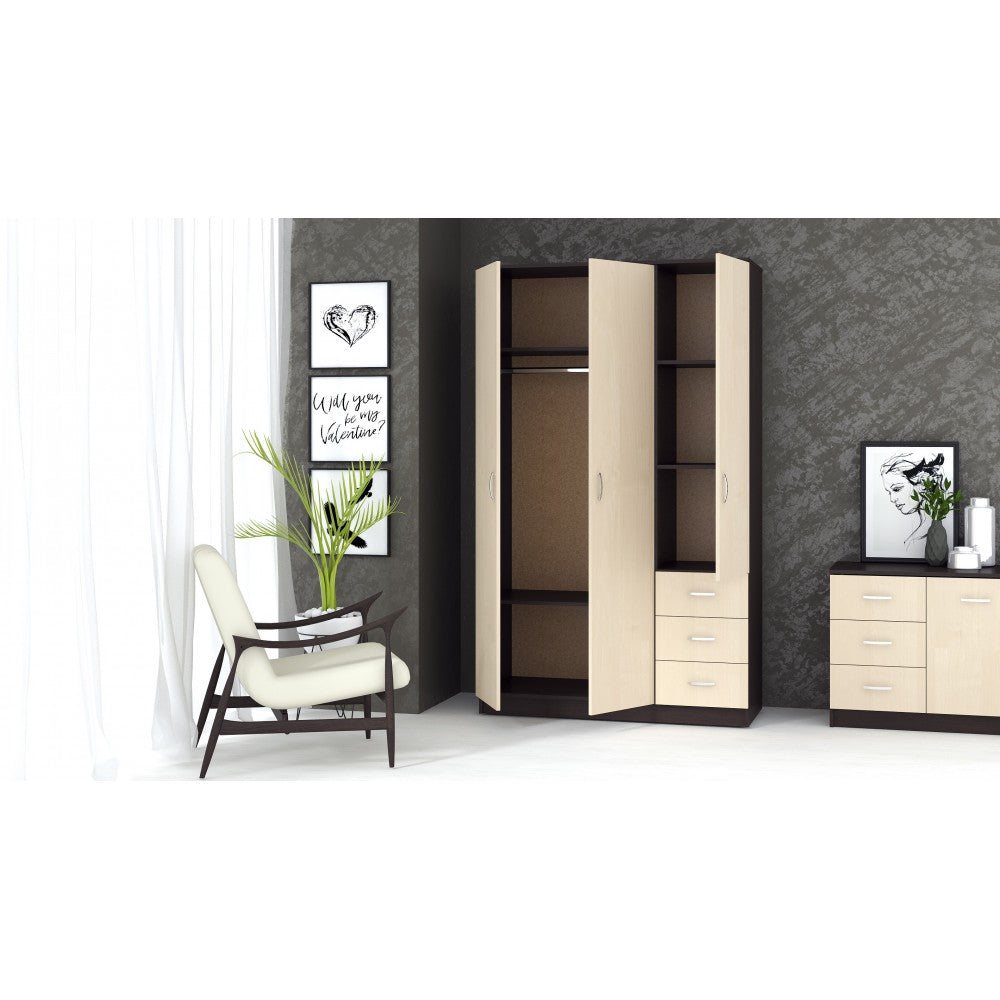 Dulap Ionut,120x50x200 cm, wenge/mesteacan